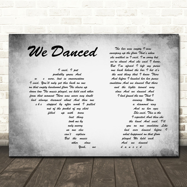 Brad Paisley We Danced Man Lady Couple Grey Song Lyric Print