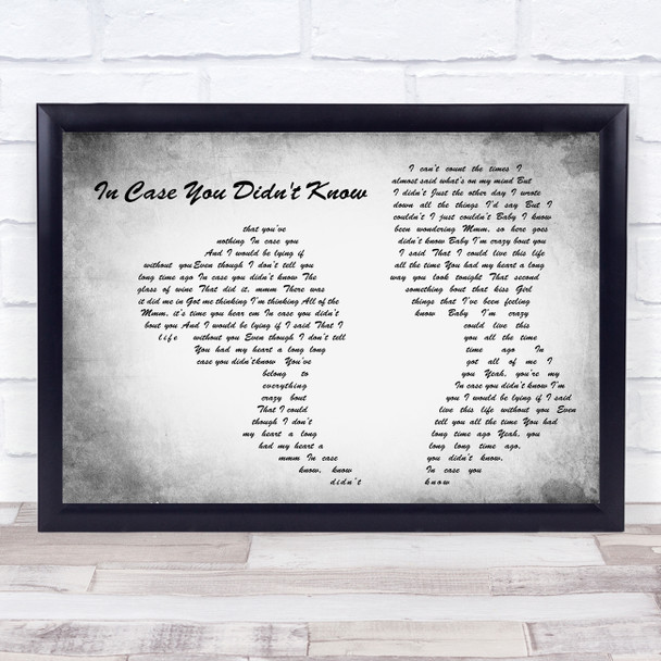 Brett Young In Case You Didn't Know Man Lady Couple Grey Song Lyric Quote Print