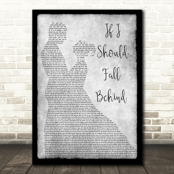 Bruce Springsteen If I Should Fall Behind Grey Song Lyric Man Lady Dancing Print