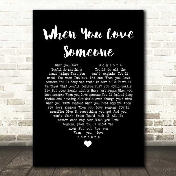 Bryan Adams When You Love Someone Black Heart Song Lyric Print