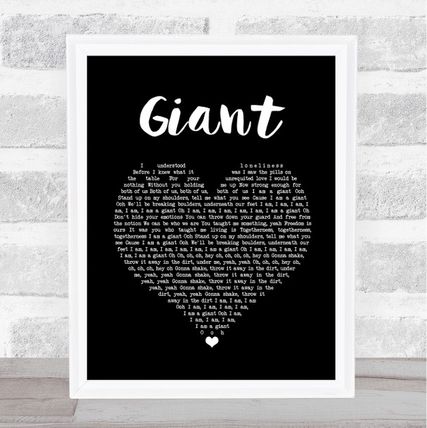 Calvin Harris & Rag'n'Bone Man Giant Black Heart Song Lyric Print