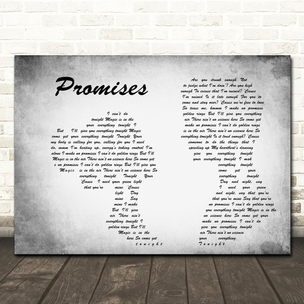 Calvin Harris and Sam Smith Promises Man Lady Couple Grey Song Lyric Quote Print