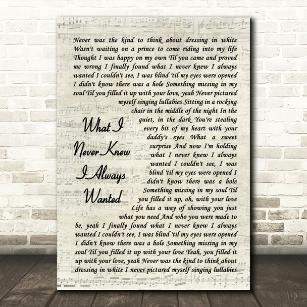 Carrie Underwood What I Never Knew I Always Wanted Vintage Script Song Print