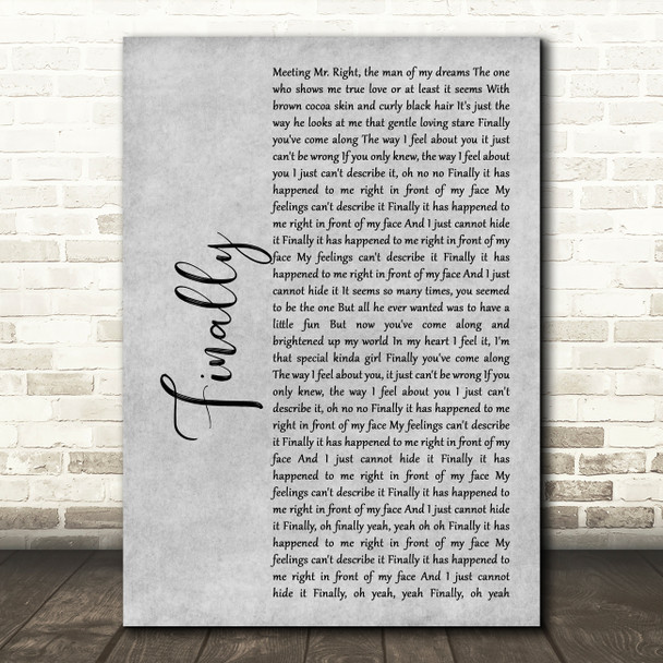 CeCe Peniston Finally Rustic Script Grey Song Lyric Print