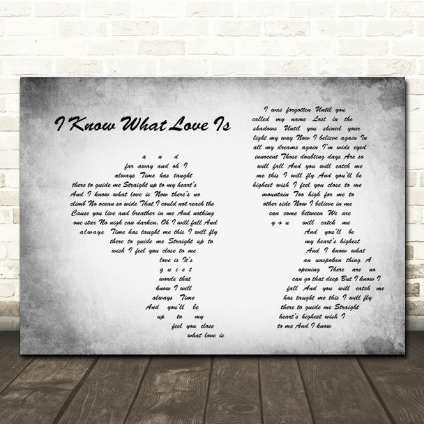 Celine Dion I Know What Love Is Man Lady Couple Grey Song Lyric Print