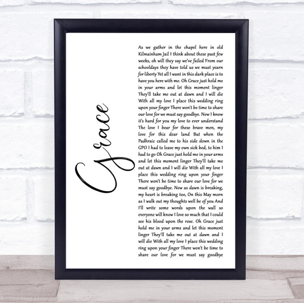 Charlie and the bhoys Grace White Script Song Lyric Print