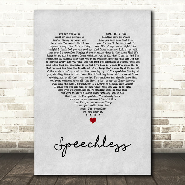 Dan + Shay Speechless Grey Heart Song Lyric Quote Print