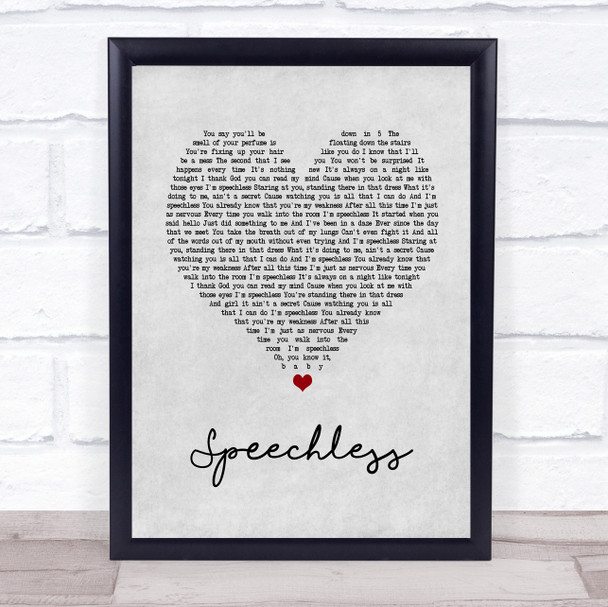 Dan + Shay Speechless Grey Heart Song Lyric Quote Print