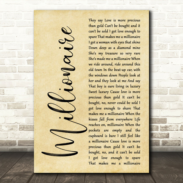 Chris Stapleton Millionaire Rustic Script Song Lyric Print