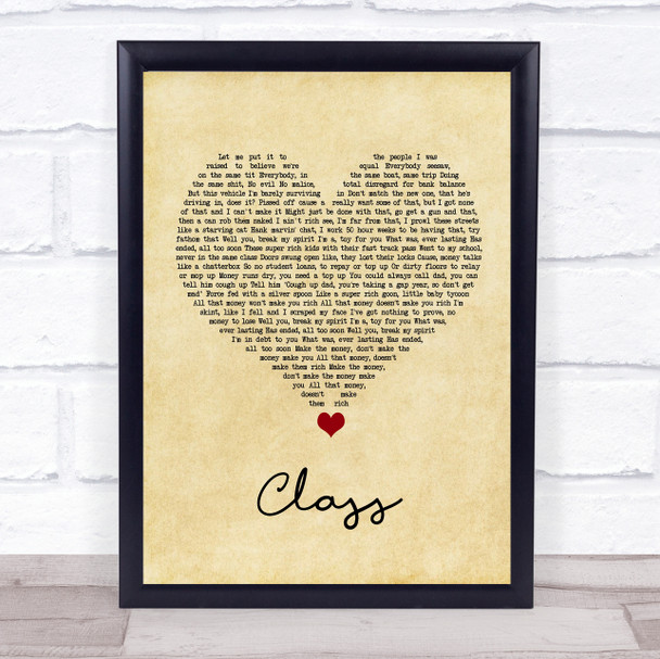 Class The LaFontaines Vintage Heart Song Lyric Print