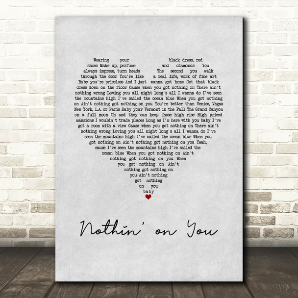 Cody Johnson Nothin' on You Grey Heart Song Lyric Print