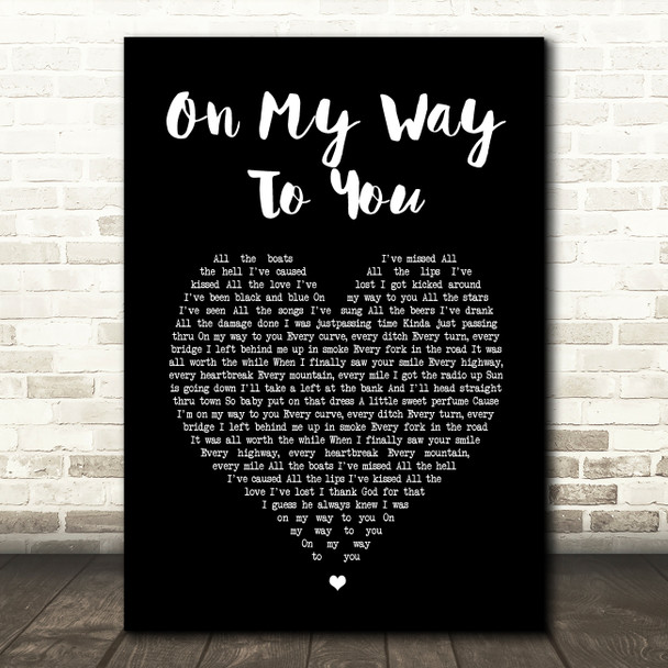 Cody Johnson On My Way To You Black Heart Song Lyric Print