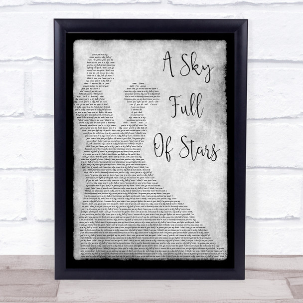 Coldplay A Sky Full Of Stars Man Lady Dancing Grey Song Lyric Quote Print