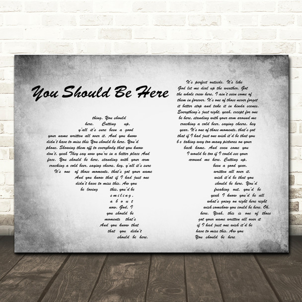 Cole Swindell You Should Be Here Man Lady Couple Grey Song Lyric Quote Print