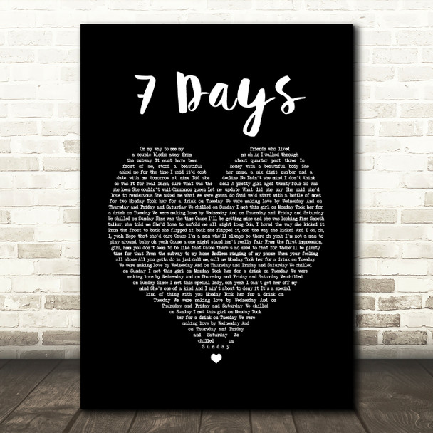 Craig David 7 Days Black Heart Song Lyric Print