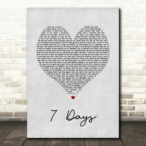 Craig David 7 Days Grey Heart Song Lyric Print