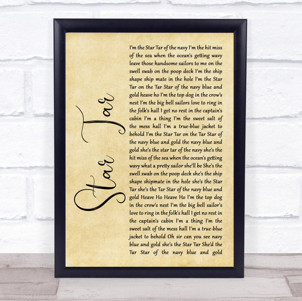 Dames at Sea Cast Star Tar Rustic Script Song Lyric Print