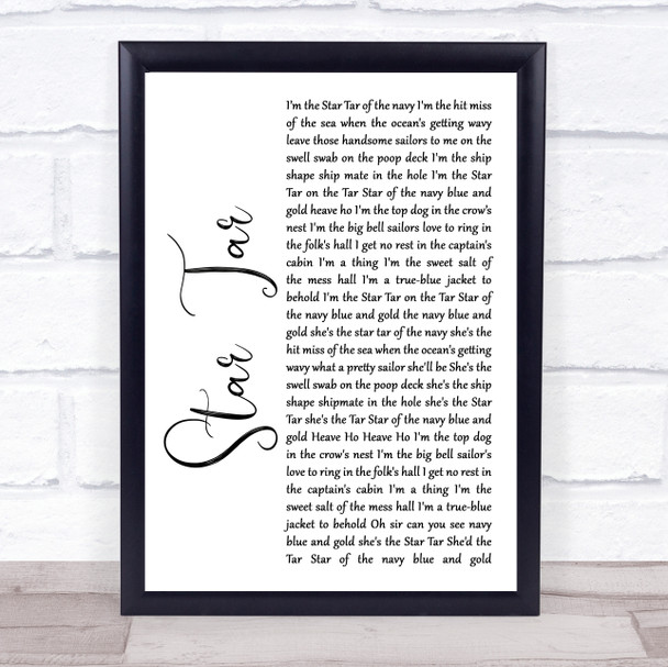 Dames at Sea Cast Star Tar White Script Song Lyric Print