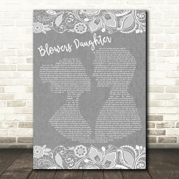 Damien Rice Blowers Daughter Burlap & Lace Grey Song Lyric Print