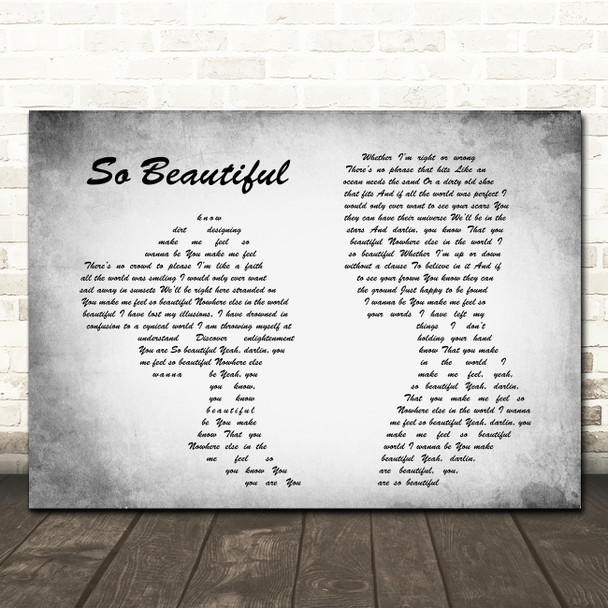 Darren Hayes So Beautiful Man Lady Couple Grey Song Lyric Quote Print