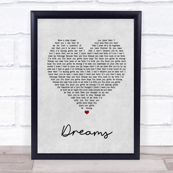 Gabrielle Dreams Grey Heart Song Lyric Quote Print
