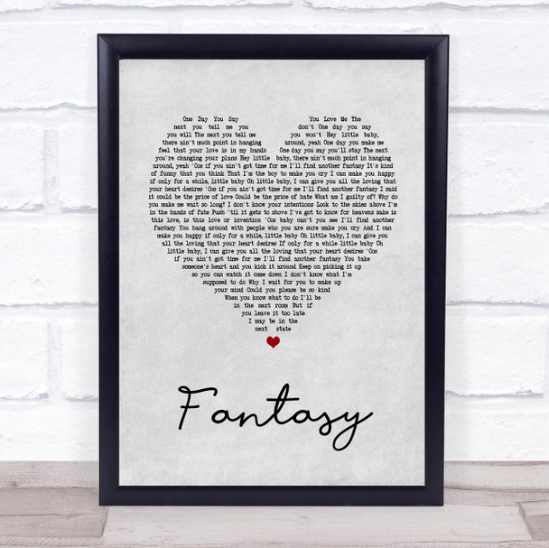 George Michael Fantasy Grey Heart Song Lyric Quote Print