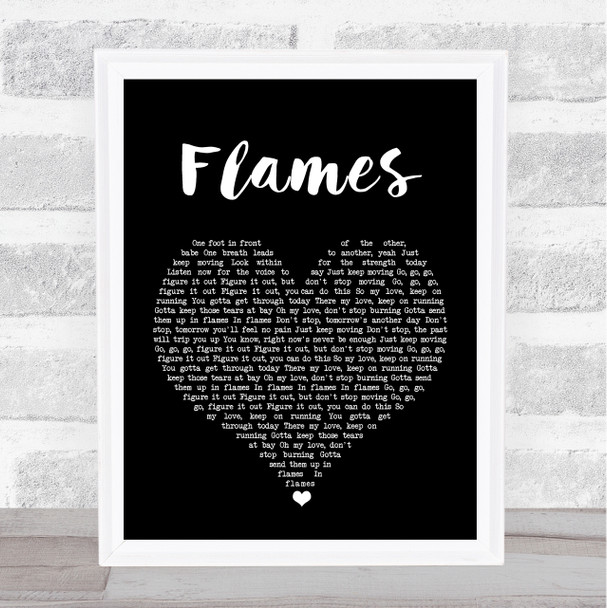 David Guetta & Sia Flames Black Heart Song Lyric Print