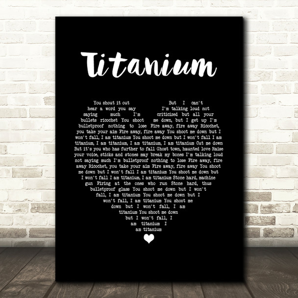 David Guetta ft. Sia Titanium Black Heart Song Lyric Print