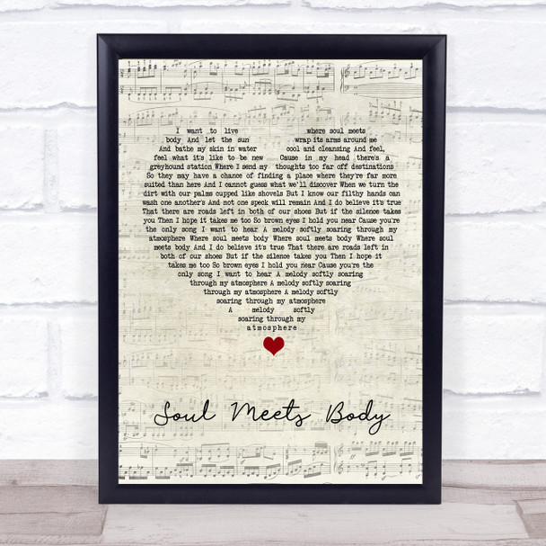 Death Cab For Cutie Soul Meets Body Script Heart Song Lyric Print