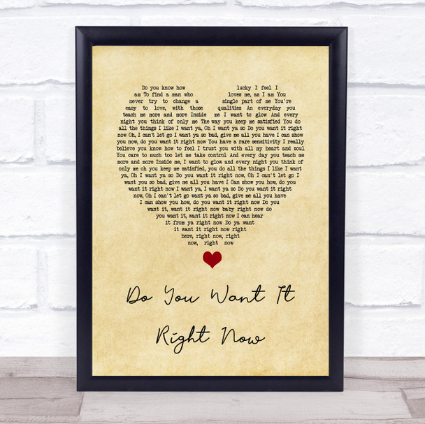 Degrees of Motion Do You Want It Right Now Vintage Heart Song Lyric Print