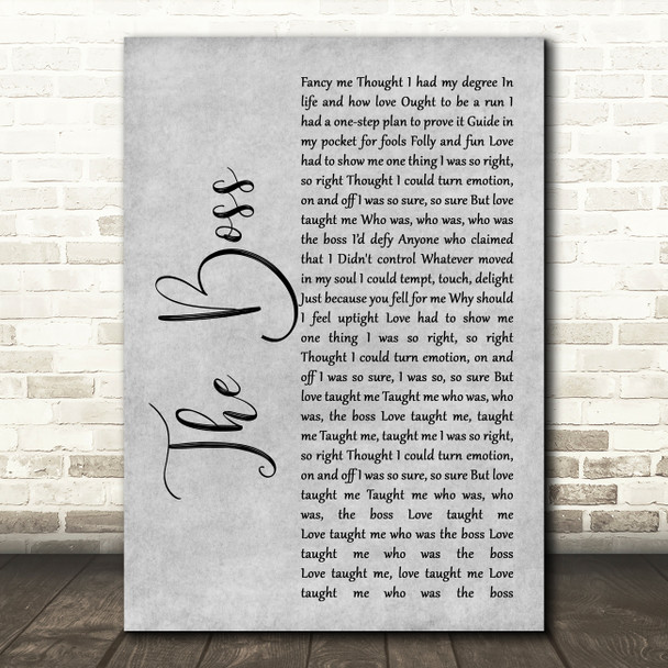 Diana Ross The Boss Grey Rustic Script Song Lyric Print