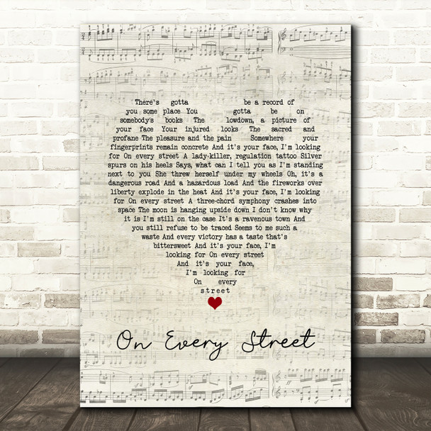 Dire Straits On Every Street Script Heart Song Lyric Print