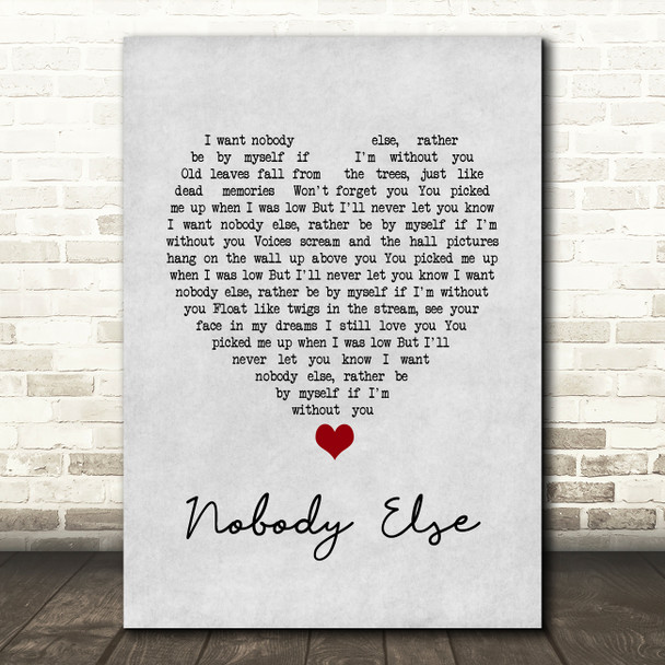 Dylan John Thomas Nobody Else Grey Heart Song Lyric Print