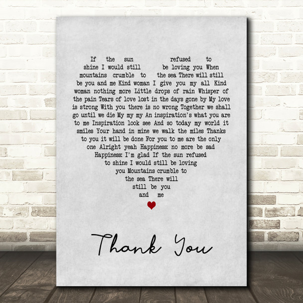 Led Zeppelin Thank You Grey Heart Song Lyric Quote Print