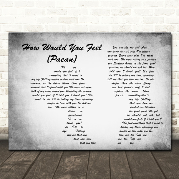 Ed Sheeran How Would You Feel (Paean) Man Lady Couple Grey Song Lyric Print