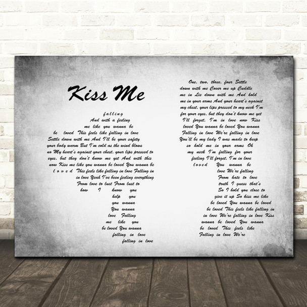 Ed Sheeran Kiss Me Man Lady Couple Grey Song Lyric Quote Print