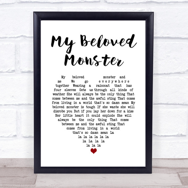 Eels My Beloved Monster White Heart Song Lyric Print