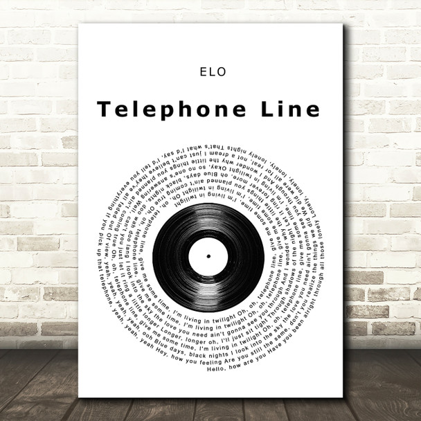 ELO Telephone line Vinyl Record Song Lyric Print