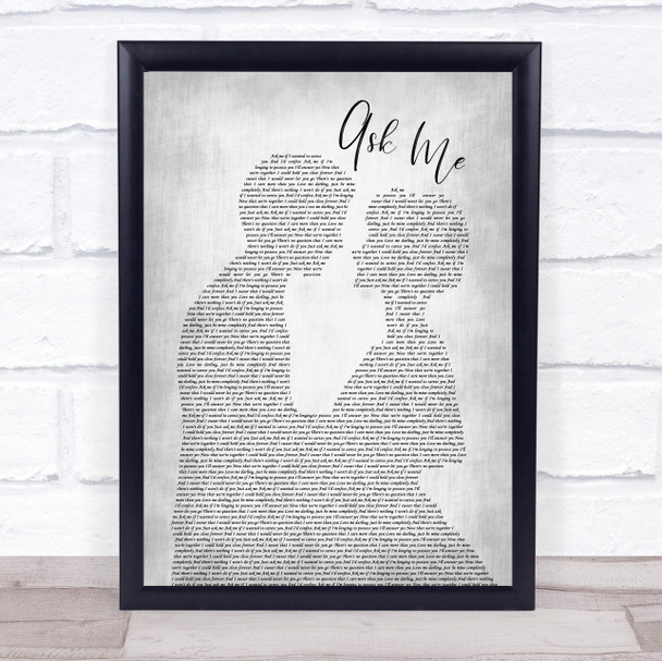 Elvis Presley Ask Me Man Lady Bride Groom Wedding Grey Song Lyric Quote Print