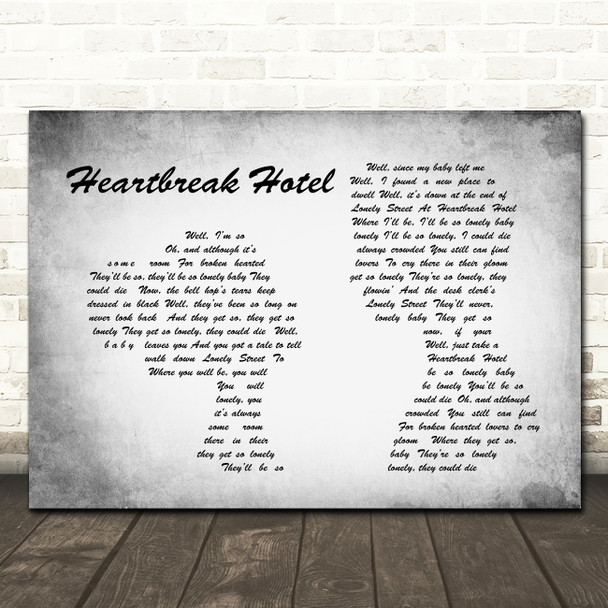 Elvis Presley Heartbreak Hotel Man Lady Couple Grey Song Lyric Quote Print