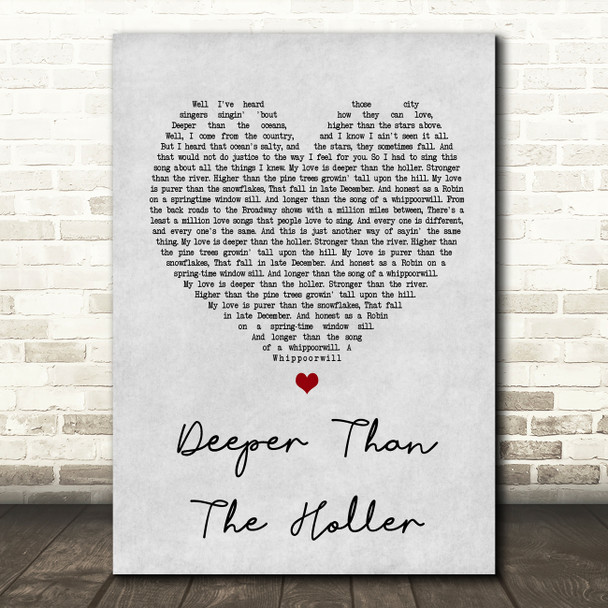 Randy Travis Deeper Than The Holler Grey Heart Song Lyric Quote Print