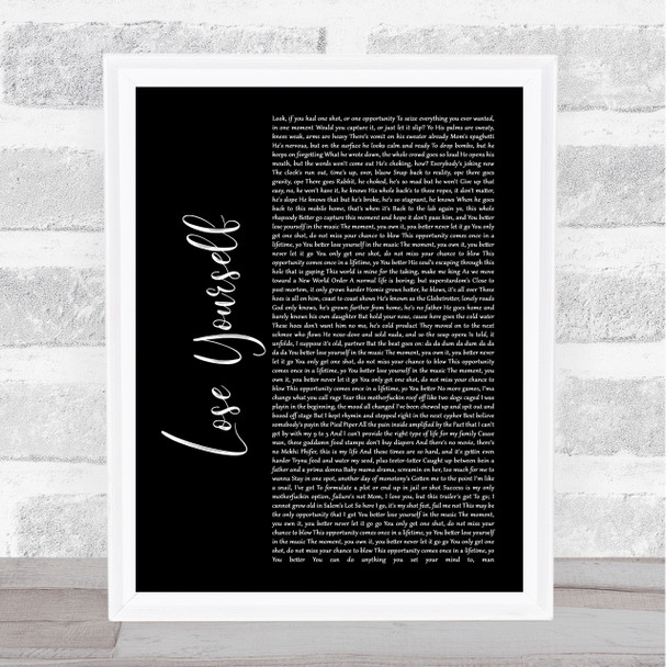 Eminem Lose Yourself Black Script Song Lyric Print