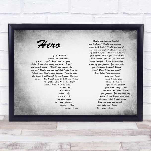 Enrique Iglesias Hero Man Lady Couple Grey Song Lyric Quote Print