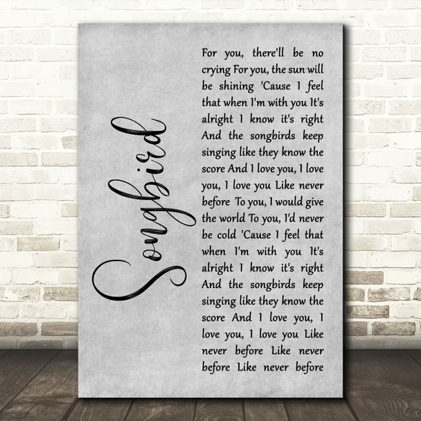 Eva Cassidy Grey Songbird Rustic Script Grey Song Lyric Quote Print