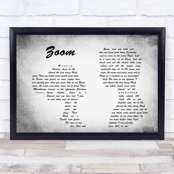 Fat Larry's Band Zoom Man Lady Couple Grey Song Lyric Quote Print