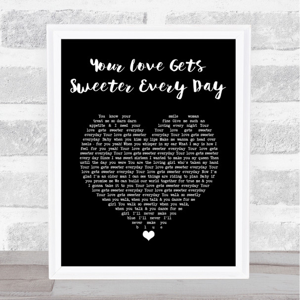 Finley Quaye Your Love Gets Sweeter Every Day Black Heart Song Lyric Print