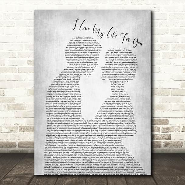 Firehouse I Live My Life For You Man Lady Bride Groom Wedding Grey Song Print
