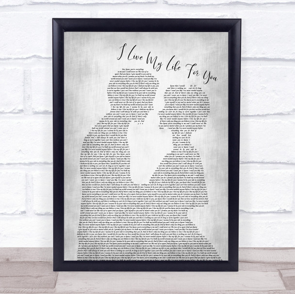 Firehouse I Live My Life For You Man Lady Bride Groom Wedding Grey Song Print