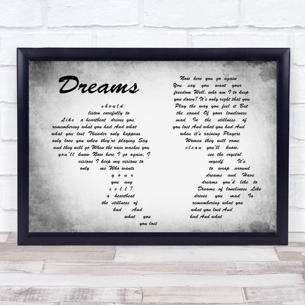 Fleetwood Mac Dreams Man Lady Couple Grey Song Lyric Quote Print