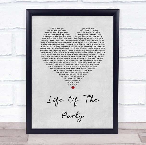 Shawn Mendes Life Of The Party Grey Heart Song Lyric Quote Print
